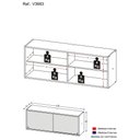Ver imagem 3 de Armário de Cozinha Aéreo 120cm 2 Portas Vidro Veneza Multimóveis V3683 Preto/dourado