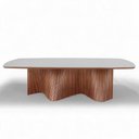 Ver imagem 2 de Mesa de Jantar 8 Lugares Retangular com Vidro Base Ripada 240cm Rigon B05 Canela Off White - Lyam