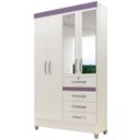 Ver imagem 6 de Guarda Roupa Sobral 110cm 4 Portas Branco Flex com Espelho Moval