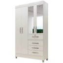 Ver imagem 1 de Guarda Roupa Sobral 110cm 4 Portas Branco Flex com Espelho Moval