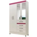 Ver imagem 7 de Guarda Roupa Sobral 110cm 4 Portas Branco Flex com Espelho Moval