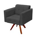 Ver imagem 2 de Kit 2 Poltronas Decorativas Base Madeira Giratória Ana Suede Grafite - Ibiza