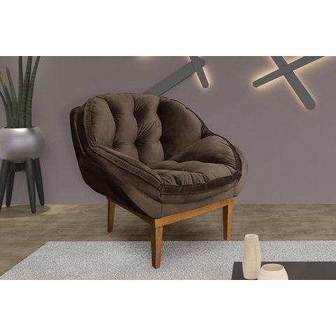 Poltrona Decorativa Marcela Veludo Marrom