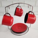 Ver imagem 2 de Suporte Aramado Cromado Porta 6 Xícaras e Pires Organizador Bancada Schmitt