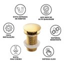 Ver imagem 6 de Válvula Click Luxo Aço Inox 304 Cuba Banheiro 7/8  Dourada Brinovar