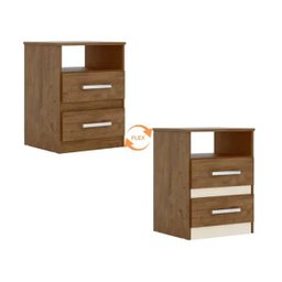 Mesa de Cabeceira Apolo Flex Castanho Wood/Baunilha - Moval - 3
