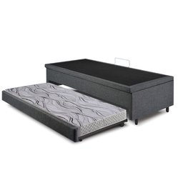 Bicama Box com Baú Solteirão 96x203 com Colchão Auxiliar Linho Cinza - 9