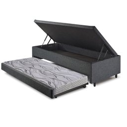 Bicama Box com Baú Solteirão 96x203 com Colchão Auxiliar Linho Cinza - 2