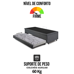 Bicama Box com Baú Solteirão 96x203 com Colchão Auxiliar Linho Cinza - 7