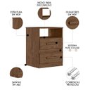 Ver imagem 3 de Mesa de Cabeceira Apolo 46cm 2 Gavetas Linha Cômoda Castanho Wood Flex Moval