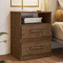 Ver imagem 1 de Mesa de Cabeceira Apolo 46cm 2 Gavetas Linha Cômoda Castanho Wood Flex Moval