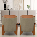 Ver imagem 1 de Kit 2 Puff Banqueta Thor Tecido Linho Bege/caramelo para Salas e Ambientes