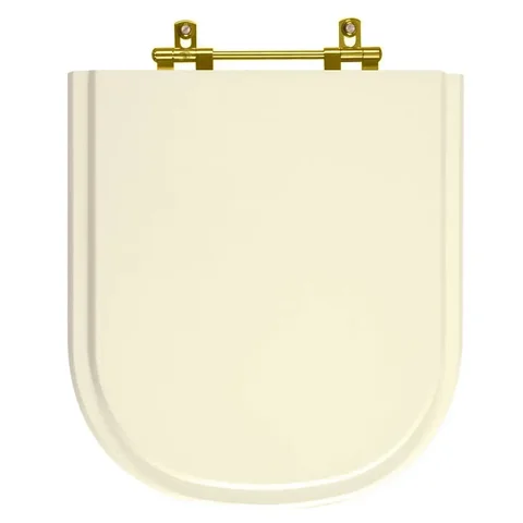 Assento Sanitário Poliéster Vogue Plus Creme Com Ferragem Dourada