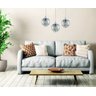 2 Lustre Pendente Vidro Cristal Transparente Bancada Alz28 + Led Bulbo 7w - 9