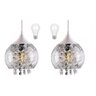 2 Lustre Pendente Vidro Cristal Transparente Bancada Alz28 + Led Bulbo 7w - 1