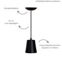 Ver imagem 2 de Pendente Luminária de Teto Cúpula Baldinho Retrô Suporte Plástico - Soquete E-27 – Abf Luminárias:pr