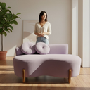 Ver imagem 2 de Namoradeira Sofá Feijão Lounge 120cm Orgânica Veludo Rosê