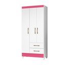 Ver imagem 3 de Guarda Roupa Lima Branco Rosa 3 Portas 2 Gavetas Moval