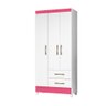 Guarda Roupa Lima Branco Rosa 3 Portas 2 Gavetas Moval - 3