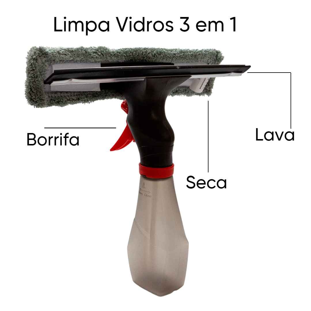 Rodo Limpa Vidros Spray 3 em 1 Vermelho Cinza - 5
