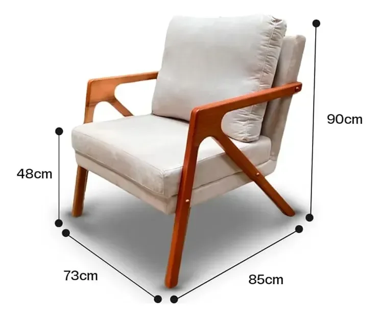 Ver imagem 2 de Poltrona Decorativa Mona Luxo Base de Madeira Maciça Sala Recepção Marrom do Lar Móveis e Decoração