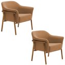 Ver imagem 1 de Kit 02 Poltronas Luna Base Madeira Bouclé Terracota - Nexta Casa