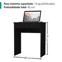 Ver imagem 3 de Mesa Escrivaninha 1 Gaveta 68 cm Essencial Preto Rudk