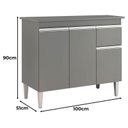 Ver imagem 2 de Balcão de Cozinha Tatiane com Tampo 100cm e Armário Aéreo Andréia 3 Portas Cinza Fosco - Ajl