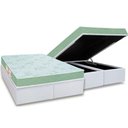Ver imagem 1 de Cama Box Baú Queen: Colchão Espuma Castor D33 Sleep Max Duplo + Base CRC Courano White(158x198)