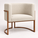 Ver mais imagens de Poltrona Decorativa Luna Bouclé Premium para Sala Escritório Recepção Base Circular em Ferro Madeira