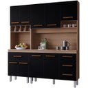 Ver imagem 1 de Kit de Cozinha 9 Portas 4 Gavetas com Nicho Vitorina Savana/Preto