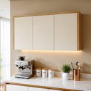 Ver imagem 1 de Armário Aéreo para Cozinha 3 Portas MDF 120cm Nobre Bege/Cinamomo/Off White