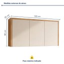 Ver imagem 3 de Armário Aéreo para Cozinha 3 Portas MDF 120cm Nobre Bege/Cinamomo/Off White