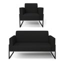 Ver imagem 1 de Sofá Namoradeira com Poltrona Base Industrial Alta Preto Marisa Linho D03 - D\'rossi Cor A79 Preto