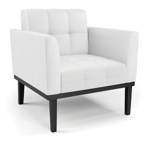 Poltrona Decorativa Karen Pés Fixo em Madeira Preto Pu Branco G19 - Gran Belo