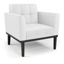 Ver imagem 1 de Poltrona Decorativa Karen Pés Fixo em Madeira Preto Pu Branco G19 - Gran Belo