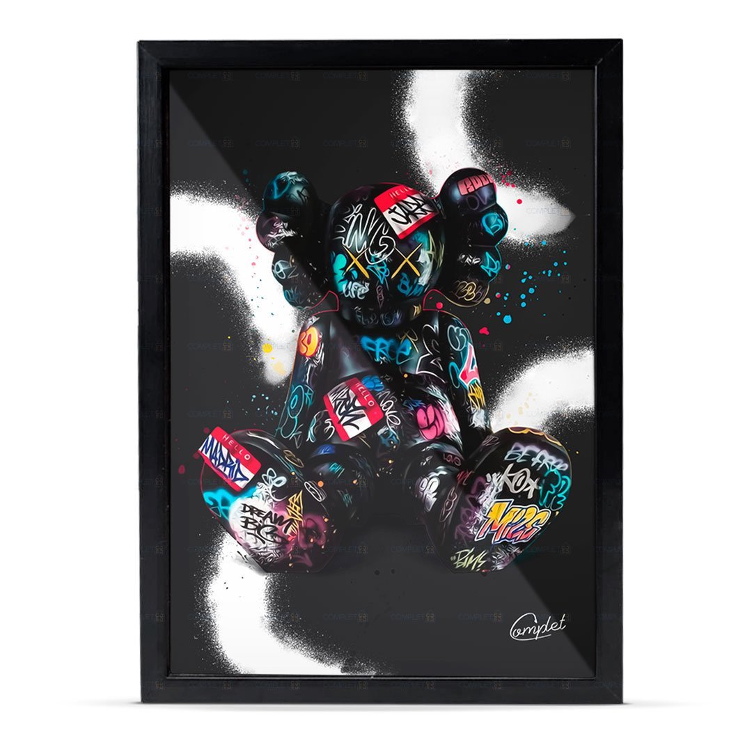 Quadro Boneco Kaws Moldura e Vidro - 3