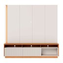 Ver imagem 2 de Home Estante Orlo 200cm Tv até 75 Fitas Led Portas Deslizantes Mdp/mdf Off White/freijó G73 - Gran B