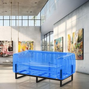 Sofá Air Azul 2 Lugares para Sala de Estar e Area Externa