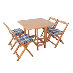 Conjunto Prático Mesa e 4 Cadeiras Dobrável Mel, Estofado Bar-cozinha-lazer-varanda ( Quadrado Oval - 2
