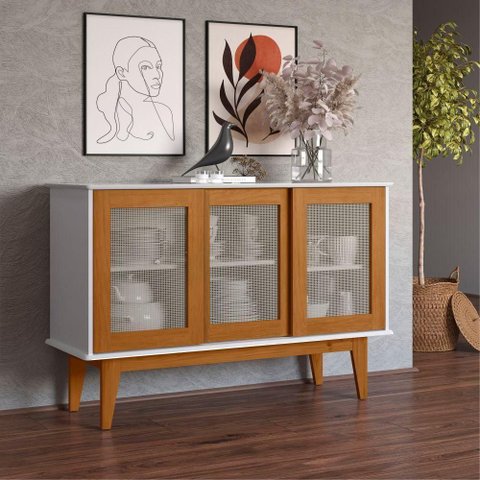 Buffet Zenit Sporting 3 Portas MDF 125cm Branco Nature Casah