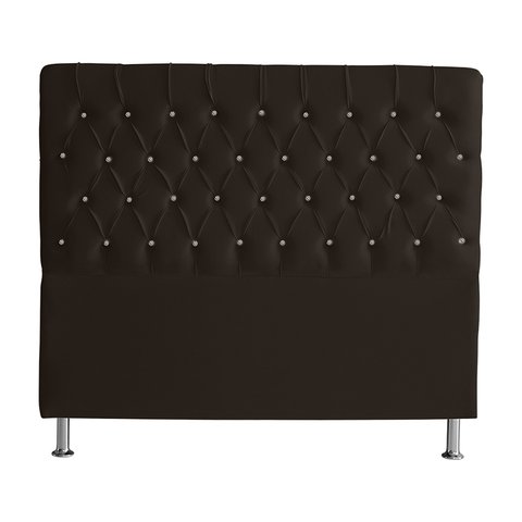 Cabeceira de Cama Box Paris Queen 160 Cm Botão Strass Suede Marrom Eli Móveis