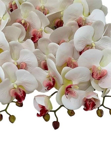 Kit 3 Flores Artificiais Orquideas de Silicone 3D Branco com Rosa Cor:Rosa - 1