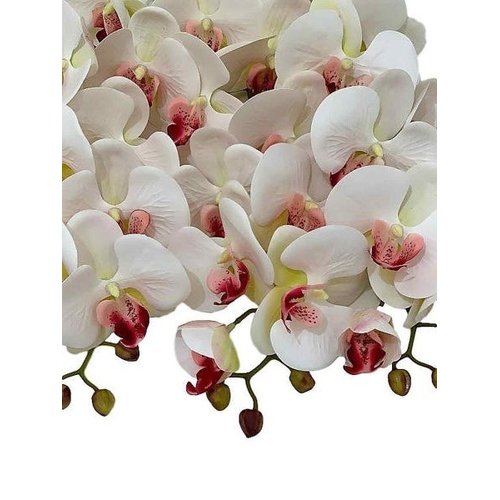 Kit 3 Flores Artificiais Orquideas de Silicone 3D Branco com Rosa Cor:Rosa  | MadeiraMadeira