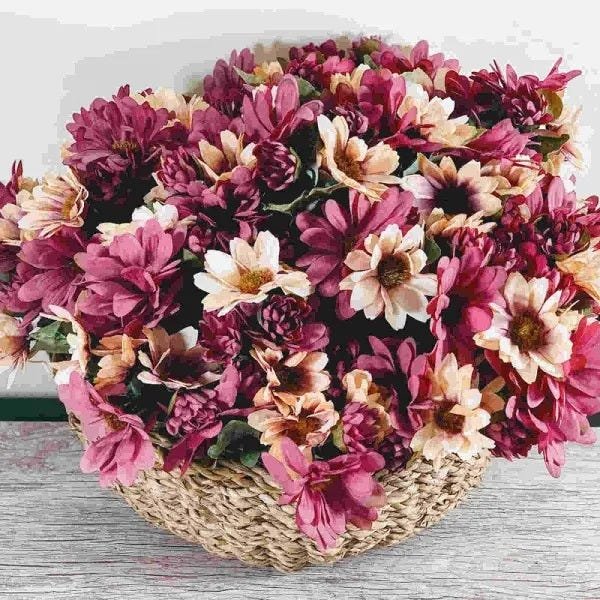 Flores Artificiais Kit com 3 Buques de Margaridas para Decoração Rústica - 4