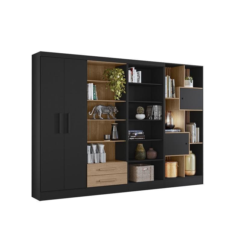 Kit com 4 Livreiros Preto/Carvalho - FdECOR - 1