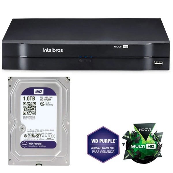 Kit Dvr Stand Alone Intelbras 8c MHDX1008 G3 + HD 1Tb WD Purple - 3