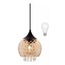 Ver imagem 1 de Lustre Pendente Vidro E Cristal Ambar Bancada Lavabo Alz29 + Led 7w