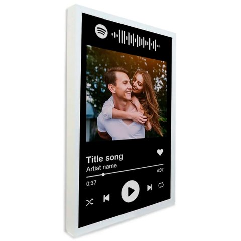 Quadro com Foto e Música Spotify Tacolado 20 X 30cm Moldura Caixa 3cm Branca sem Vidro