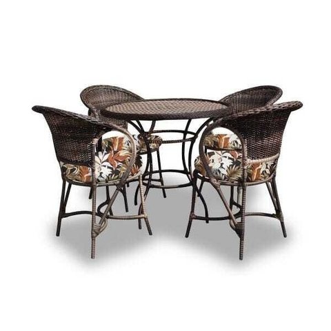 Conjunto de Mesa Fibra Sintética Amsterdã - 4 Poltronas e Mesa - Tecido Revieira Marrom